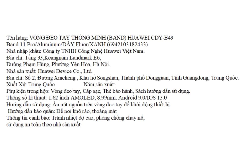 Vòng đeo tay thông minh Huawei Band 11 Pro dây Fluor Màu Xanh Dương