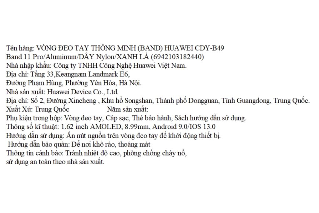 Vòng đeo tay thông minh Huawei Band 11 Pro dây nylon dệt Màu Xanh lá