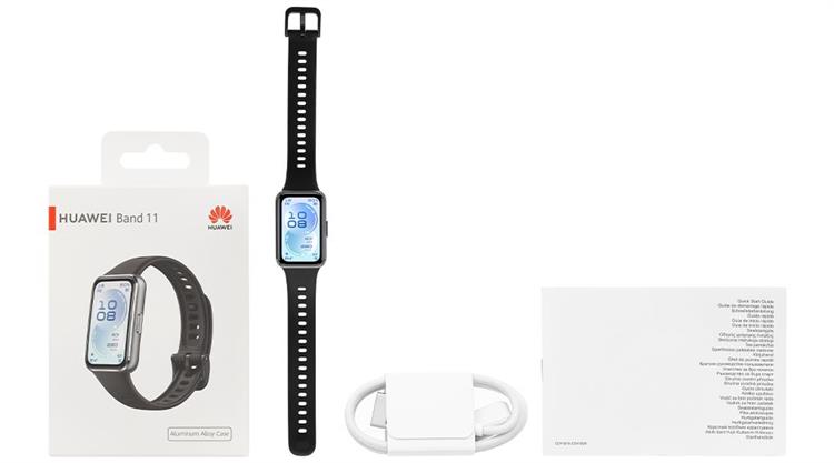 Vòng đeo tay thông minh Huawei Band 11 viền nhôm dây Fluor Màu Đen