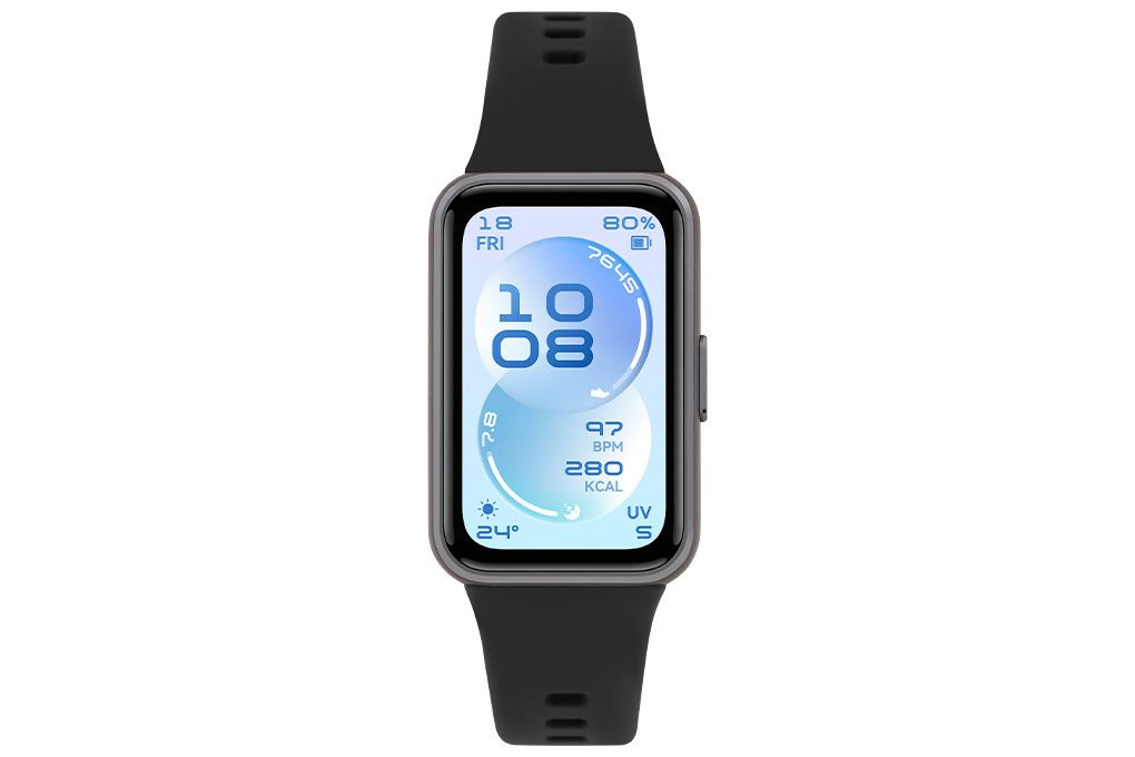 Vòng đeo tay thông minh Huawei Band 11 viền nhôm dây Fluor Màu Đen