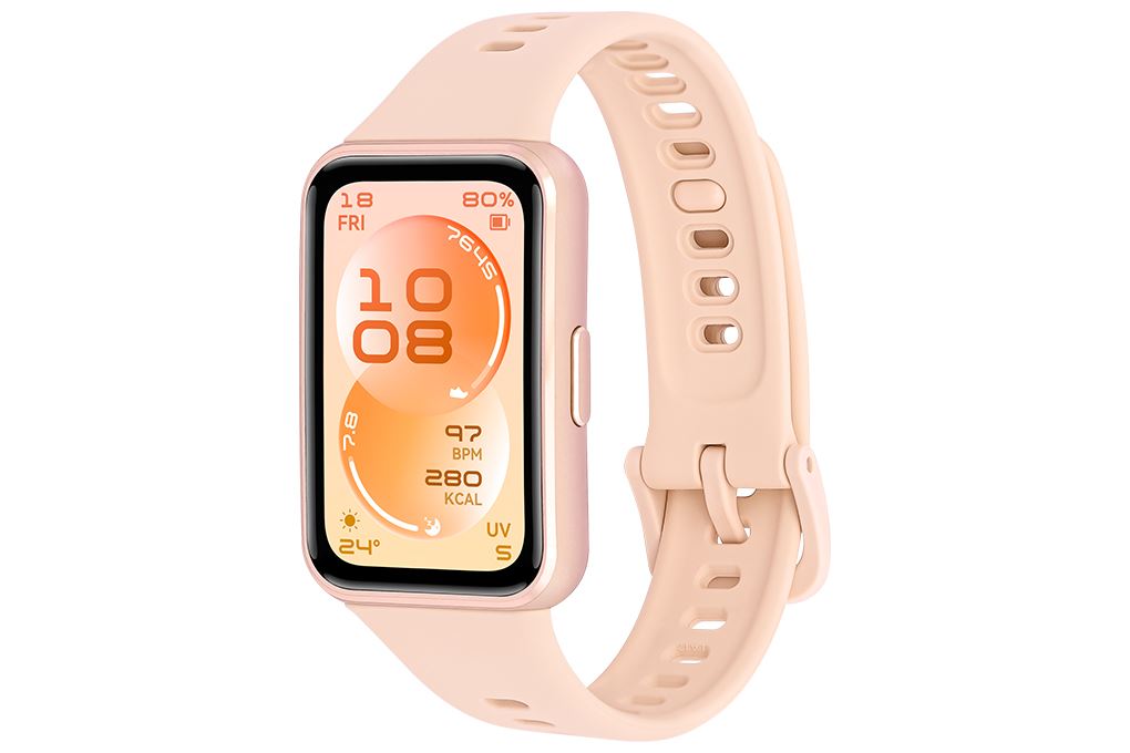 Vòng đeo tay thông minh Huawei Band 11 viền nhôm dây Fluor Màu Hồng