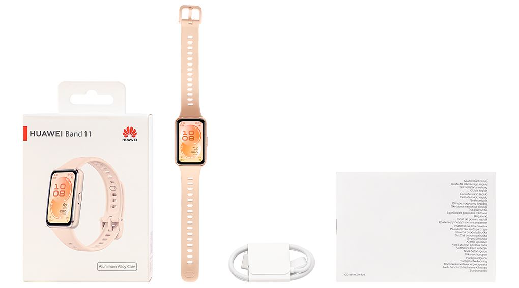 Vòng đeo tay thông minh Huawei Band 11 viền nhôm dây Fluor Màu Hồng