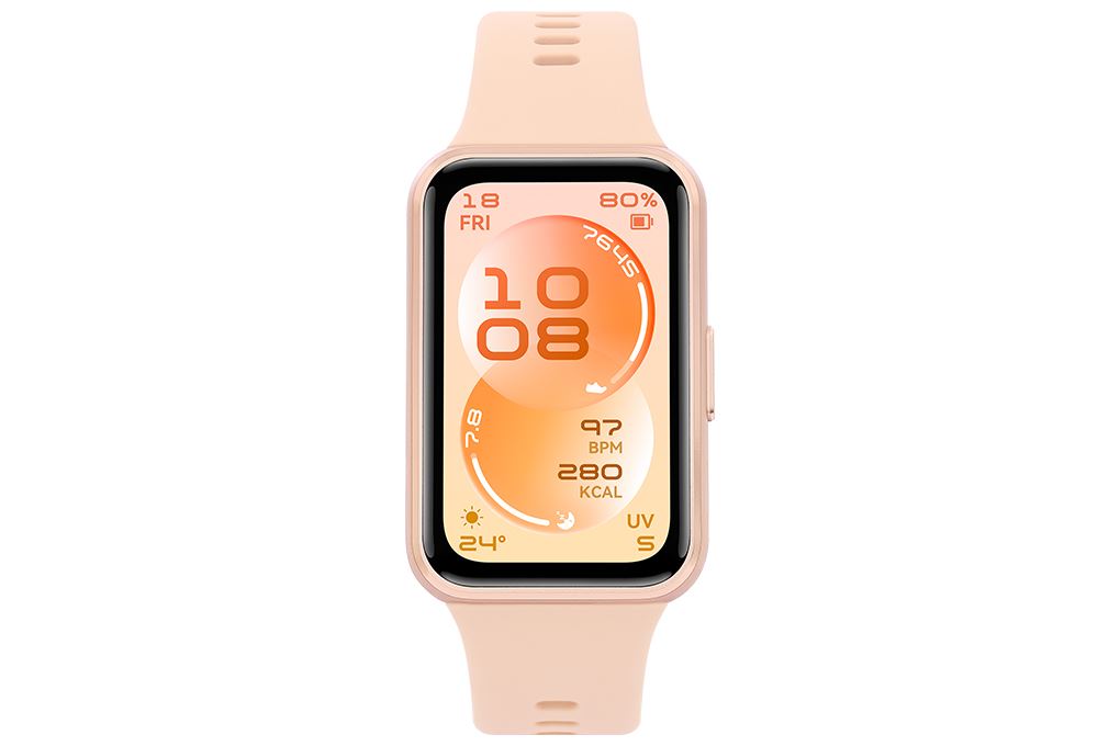 Vòng đeo tay thông minh Huawei Band 11 viền nhôm dây Fluor Màu Hồng
