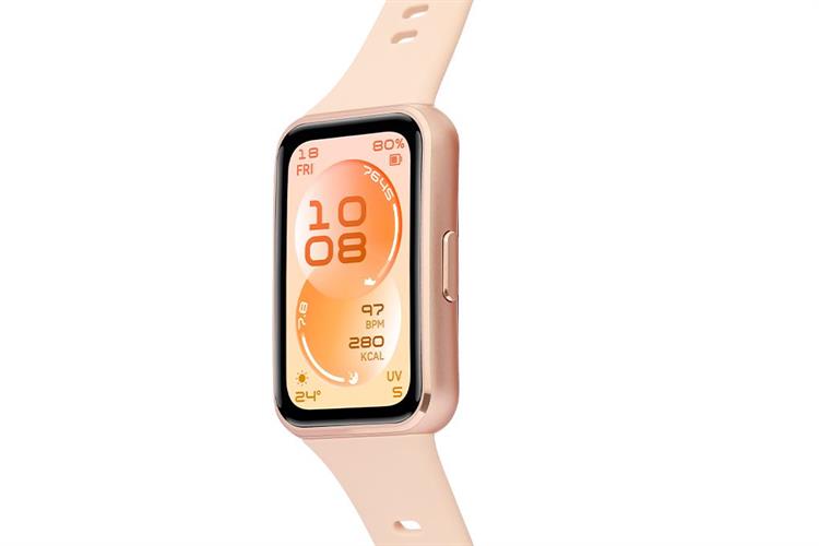 Vòng đeo tay thông minh Huawei Band 11 viền nhôm dây Fluor Màu Hồng