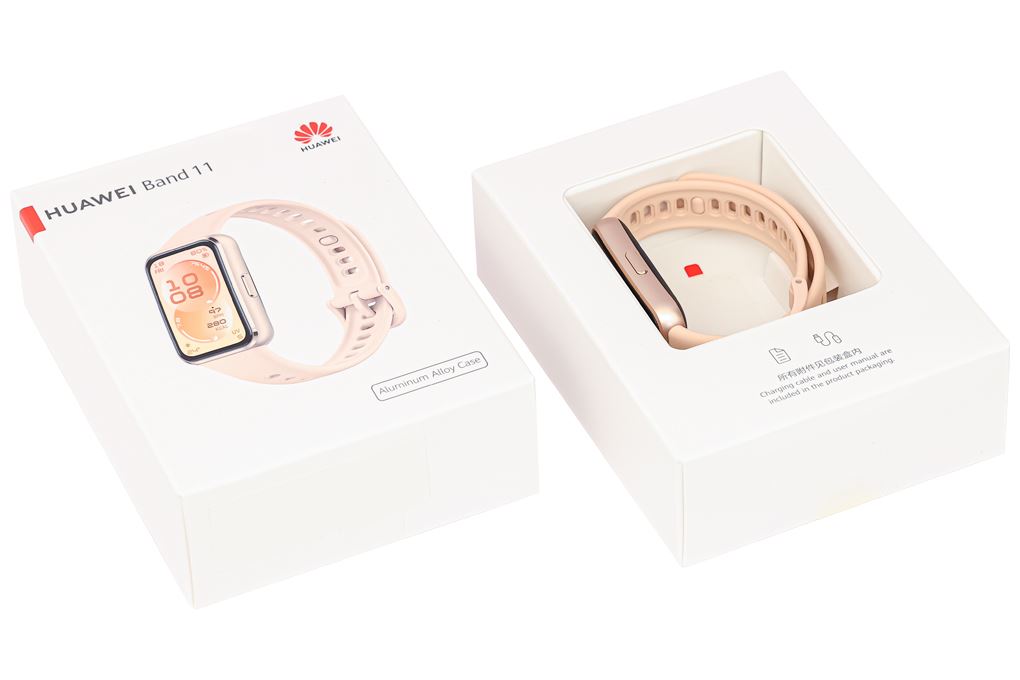 Vòng đeo tay thông minh Huawei Band 11 viền nhôm dây Fluor Màu Hồng