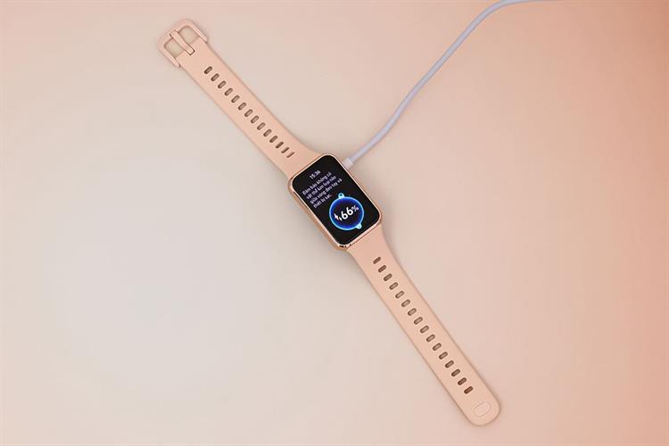 Vòng đeo tay thông minh Huawei Band 11 viền nhôm dây Fluor Màu Hồng