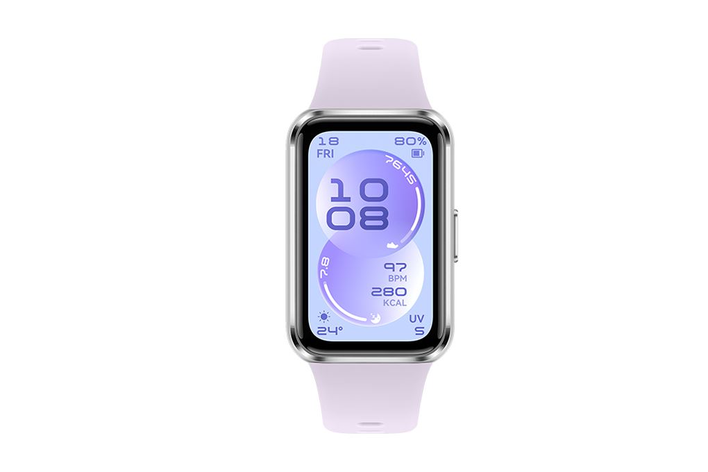Vòng đeo tay thông minh Huawei Band 11 viền nhôm dây Fluor Màu Tím