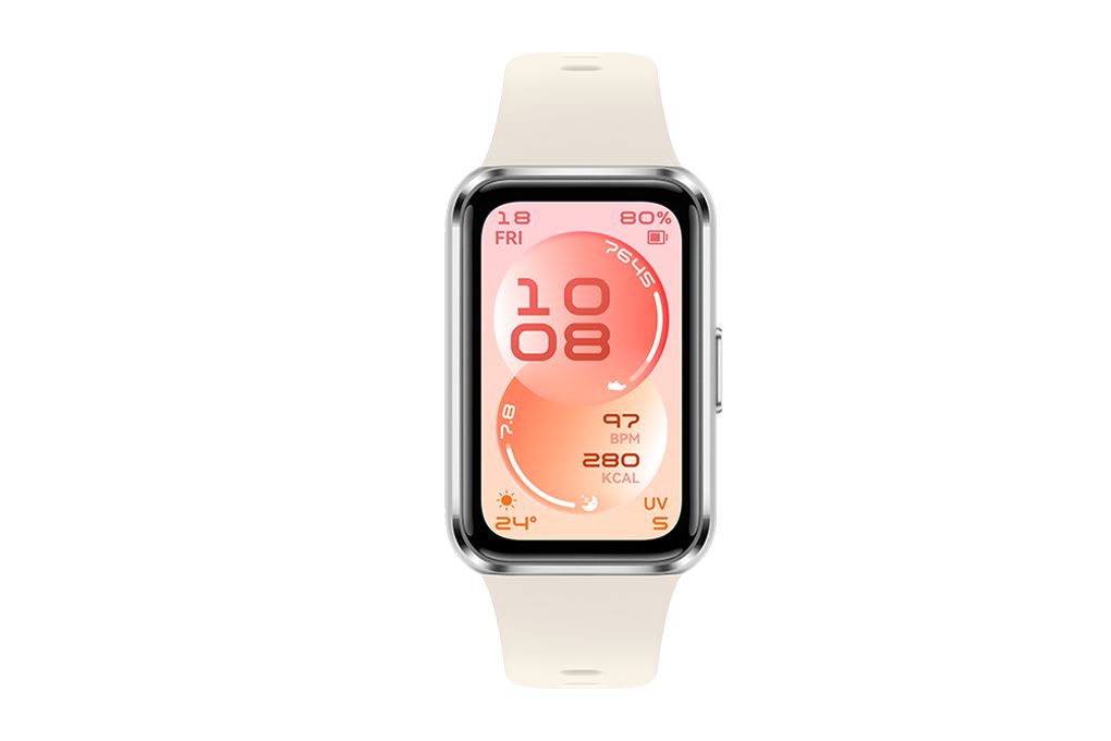 Vòng đeo tay thông minh Huawei Band 11 viền nhôm dây Fluor Màu Trắng