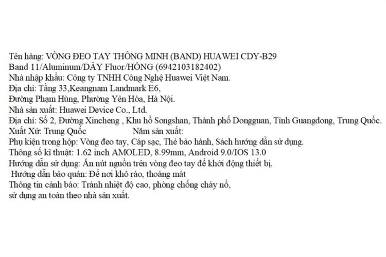 Vòng đeo tay thông minh Huawei Band 11 viền nhôm dây Fluor Màu Hồng