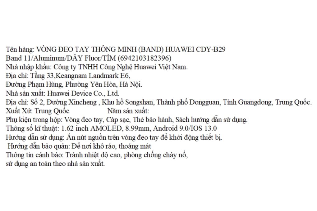 Vòng đeo tay thông minh Huawei Band 11 viền nhôm dây Fluor Màu Tím