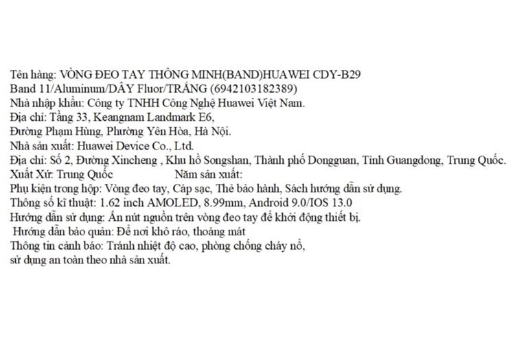 Vòng đeo tay thông minh Huawei Band 11 viền nhôm dây Fluor Màu Trắng