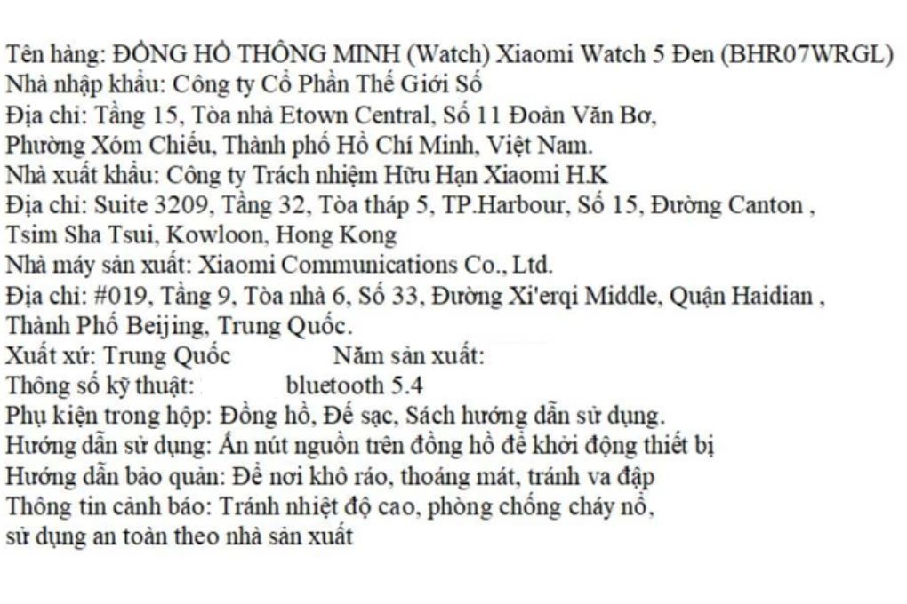 Xiaomi Watch 5 47 mm dây cao su Fluoro Màu Đen