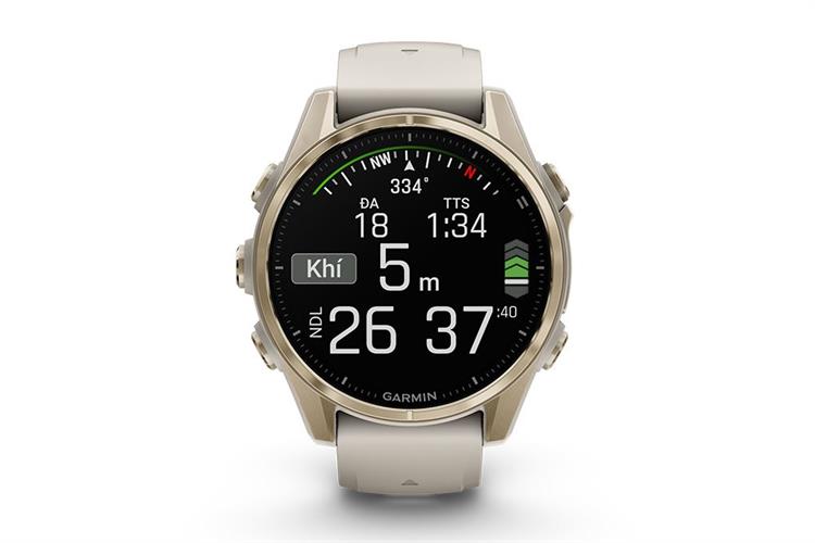 Garmin Fenix 8 Sapphire 43mm viền thép dây silicone Màu Vàng nhạt