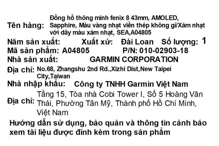 Garmin Fenix 8 Sapphire 43mm viền thép dây silicone Màu Vàng nhạt