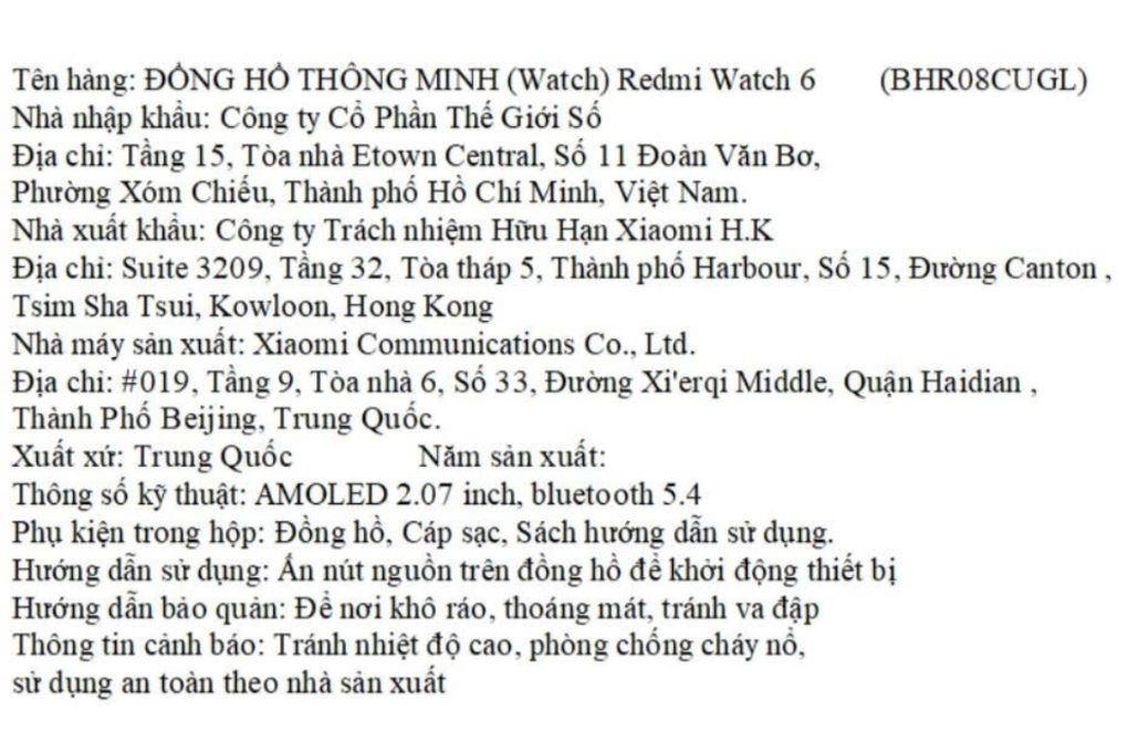 Xiaomi Redmi Watch 6 Màu Xám