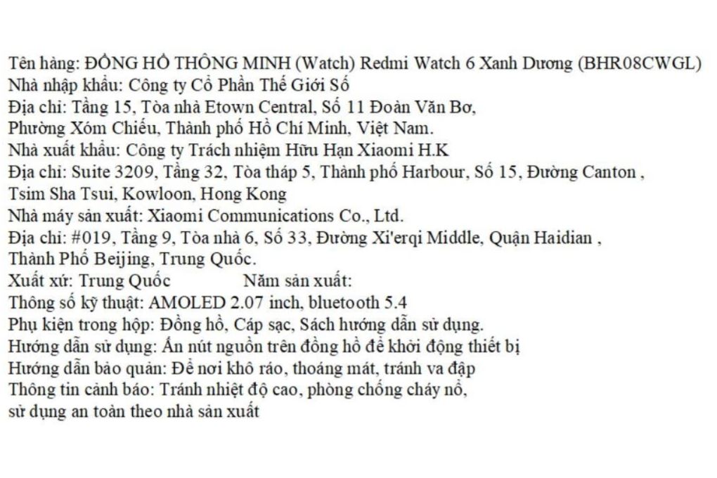 Xiaomi Redmi Watch 6 Màu Xanh Dương