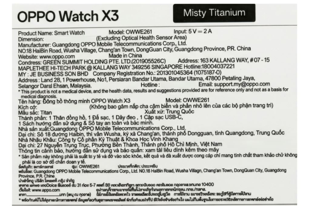 OPPO Watch X3 47.4mm dây cao su Màu Xám