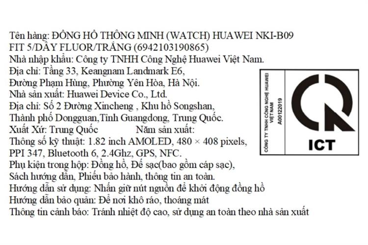Huawei Watch Fit 5 42.9mm dây Fluoro Màu Trắng