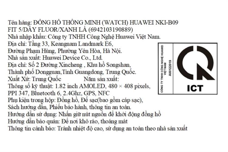 Huawei Watch Fit 5 42.9mm dây Fluoro Màu Xanh lá