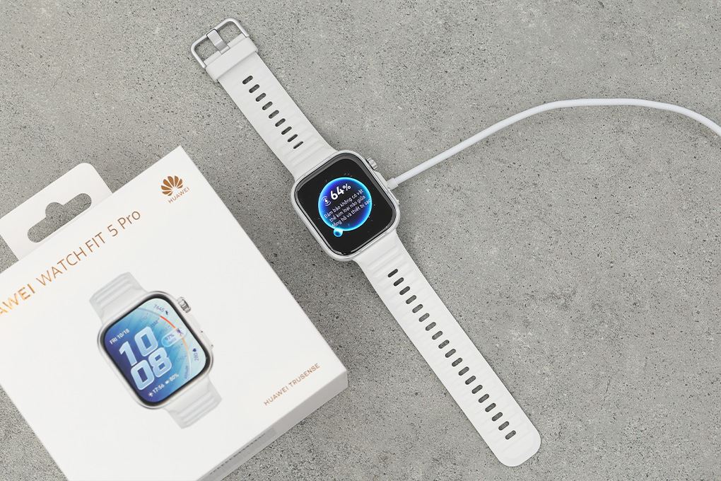 Huawei Watch Fit 5 Pro 44.5mm viền Titanium Micro Arc Oxidation dây Fluoro Màu Trắng