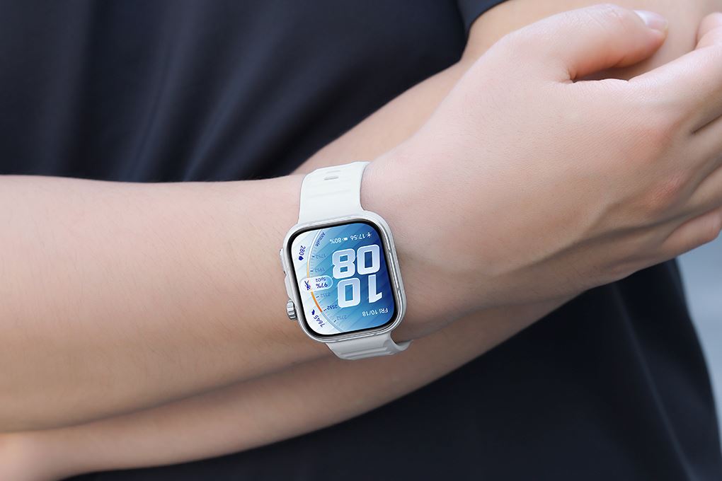 Huawei Watch Fit 5 Pro 44.5mm viền Titanium Micro Arc Oxidation dây Fluoro Màu Trắng