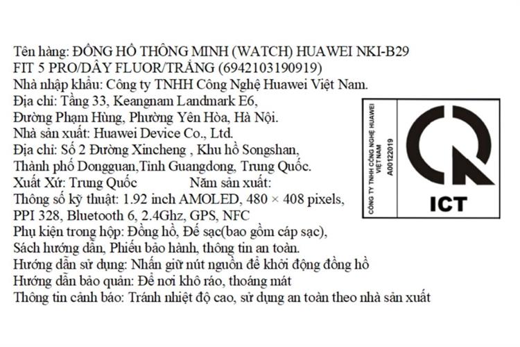 Huawei Watch Fit 5 Pro 44.5mm viền Titanium Micro Arc Oxidation dây Fluoro Màu Trắng