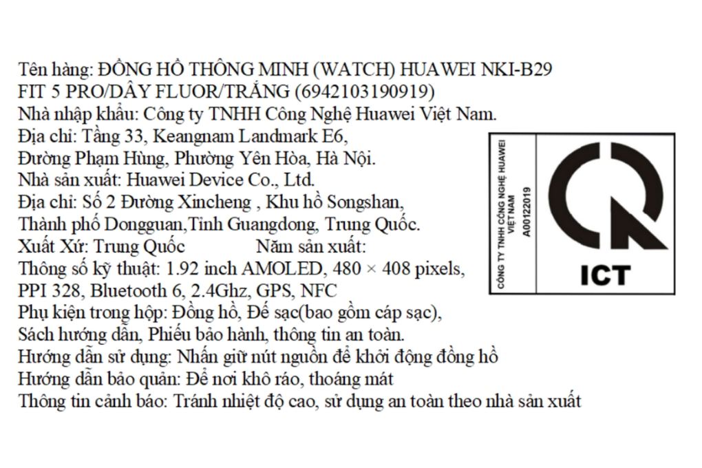 Huawei Watch Fit 5 Pro 44.5mm viền Titanium Micro Arc Oxidation dây Fluoro Màu Trắng
