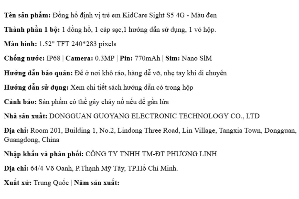 Đồng hồ định vị trẻ em Kidcare Sight S5 4G Màu Đen