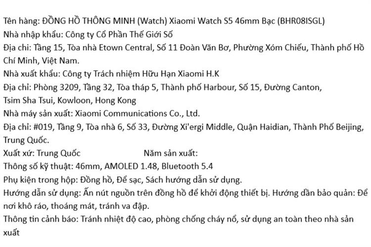 Xiaomi Watch S5 46mm dây cao su Fluoro Màu Trắng
