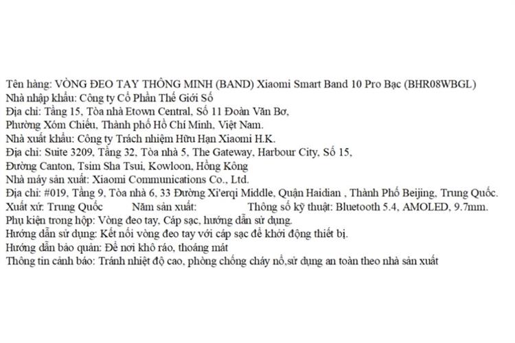 Vòng đeo tay thông minh Mi Band 10 Pro Màu Bạc