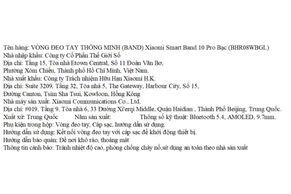 Vòng đeo tay thông minh Mi Band 10 Pro Màu Bạc