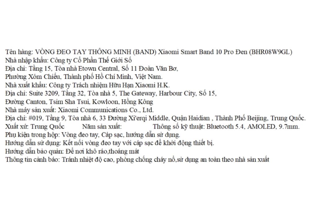 Vòng đeo tay thông minh Mi Band 10 Pro Màu Đen