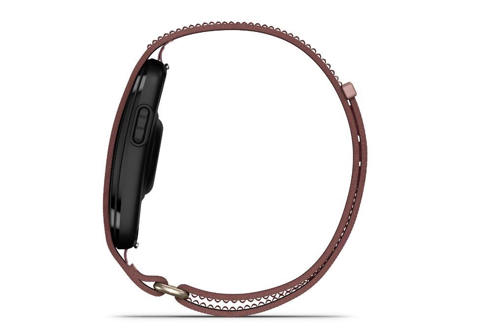 Vòng đeo tay thông minh Garmin CIRQA size S-M dây vải Màu Hồng đất