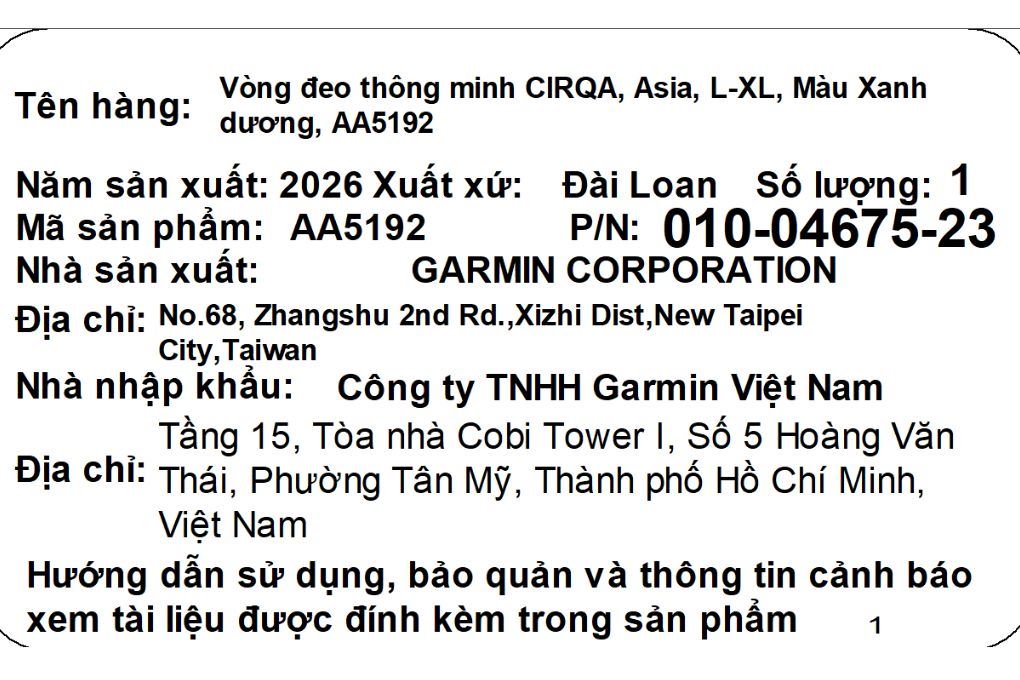 Vòng đeo tay thông minh Garmin CIRQA size L-XL dây vải Màu Xanh Navy