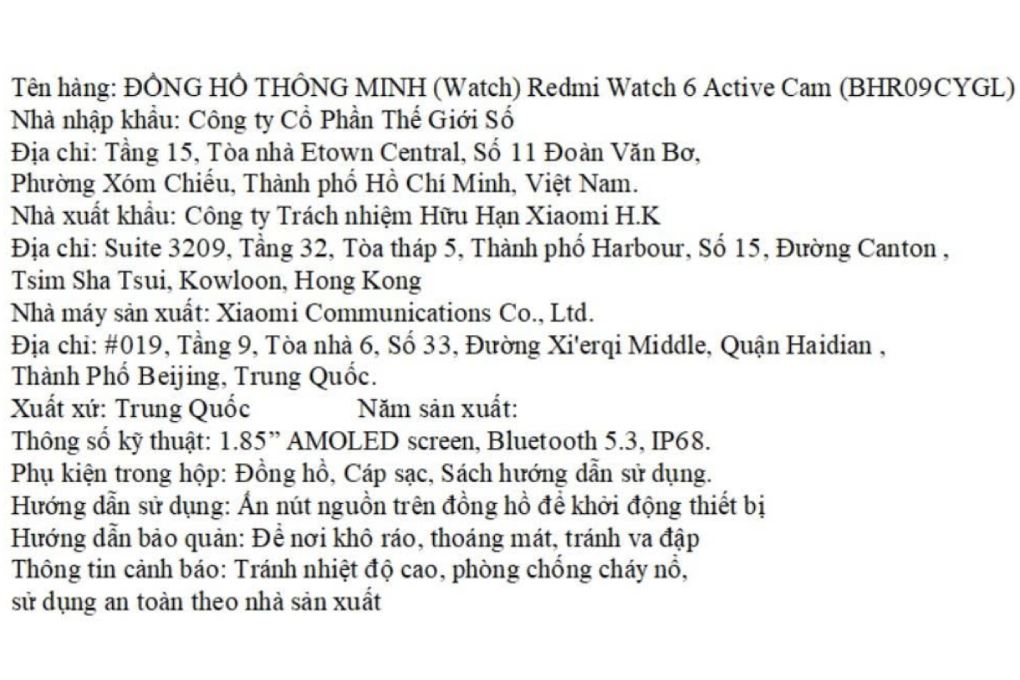 Xiaomi Redmi Watch 6 Active 47 mm dây TPU Màu Cam