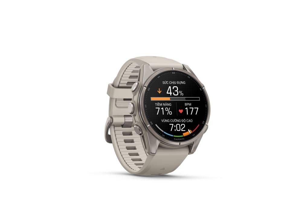 Garmin Fenix 9 Sapphire 43mm viền Titanium dây silicone Màu Xám