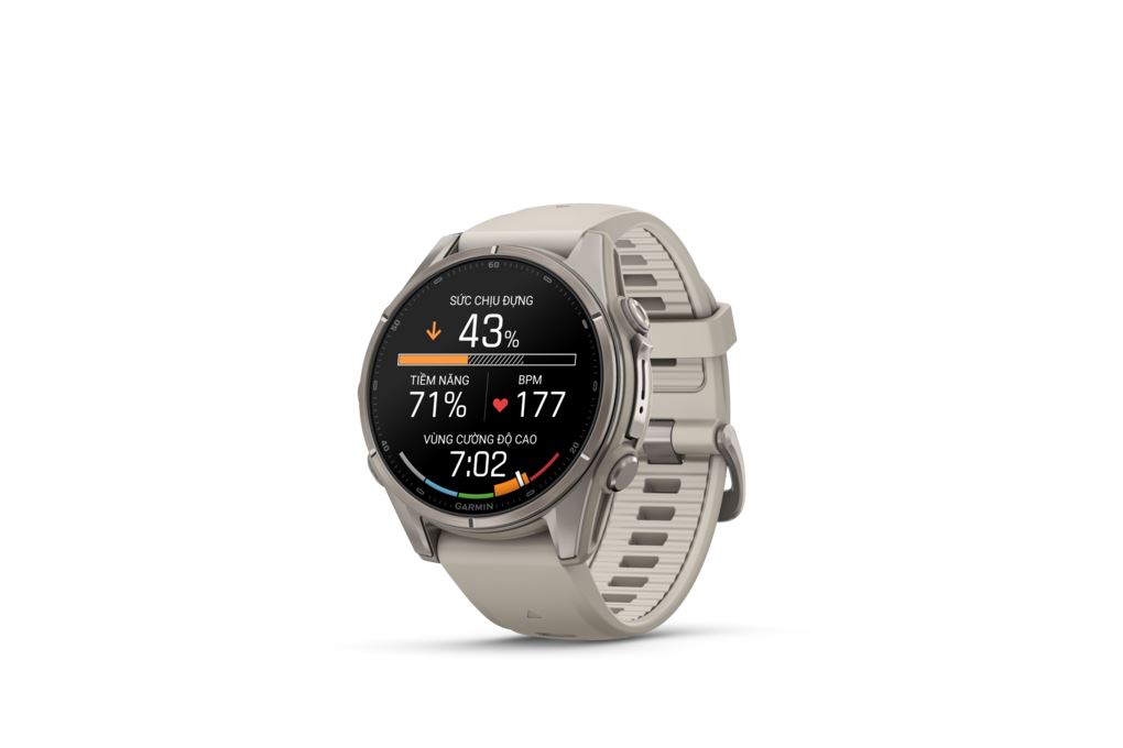Garmin Fenix 9 Sapphire 43mm viền Titanium dây silicone Màu Xám