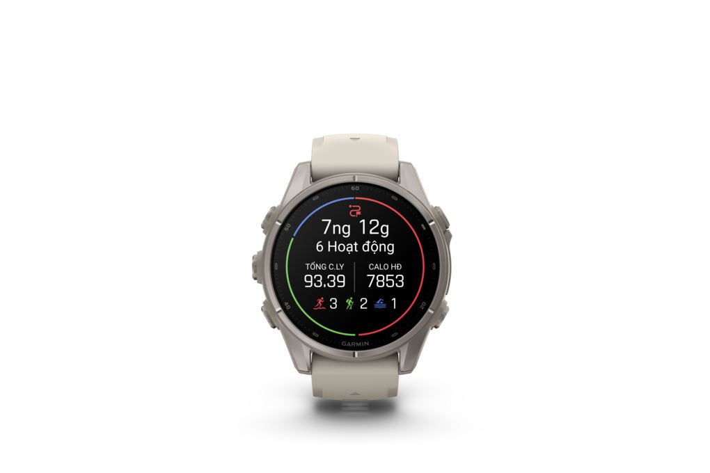 Garmin Fenix 9 Sapphire 43mm viền Titanium dây silicone Màu Xám