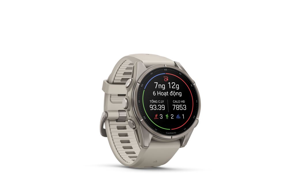 Garmin Fenix 9 Sapphire 43mm viền Titanium dây silicone Màu Xám