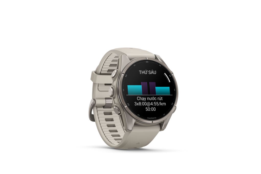 Garmin Fenix 9 Sapphire 43mm viền Titanium dây silicone Màu Xám