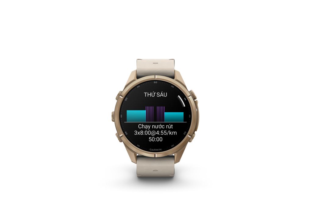 Garmin Fenix 9 Pro Sapphire 43mm viền Titanium dây silicone Màu Kem