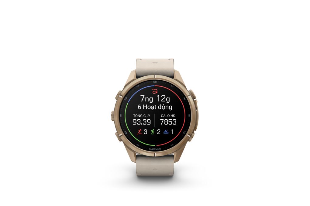 Garmin Fenix 9 Pro Sapphire 43mm viền Titanium dây silicone Màu Kem