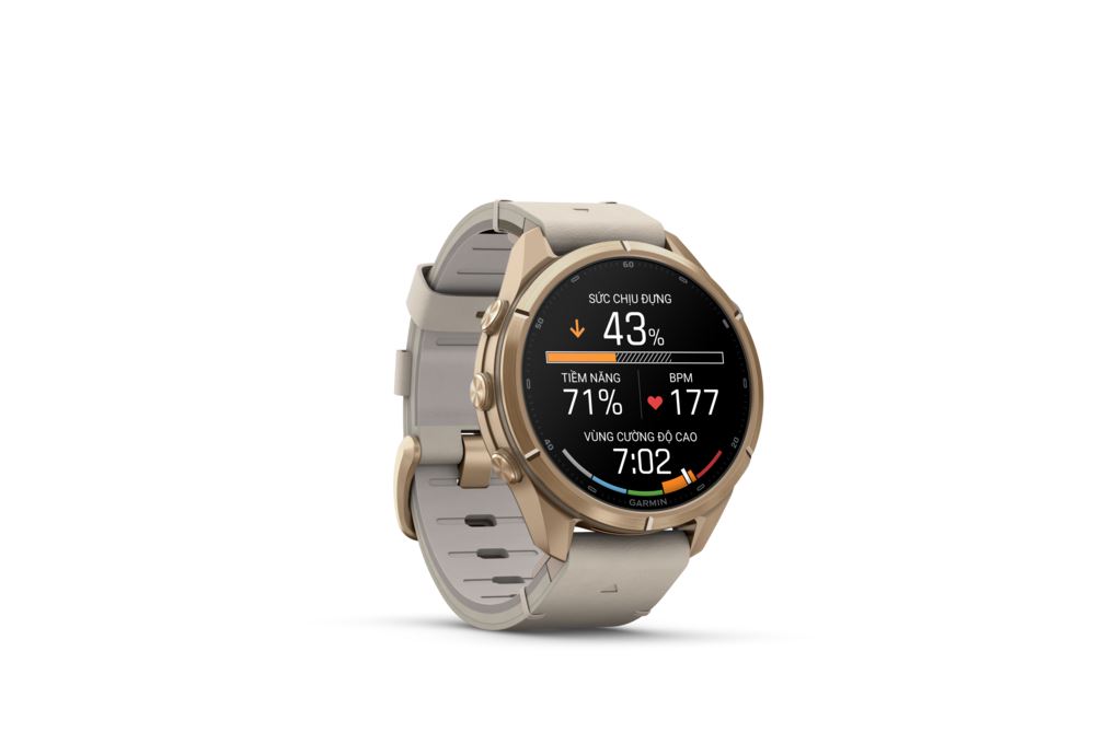 Garmin Fenix 9 Pro Sapphire 43mm viền Titanium dây silicone Màu Kem