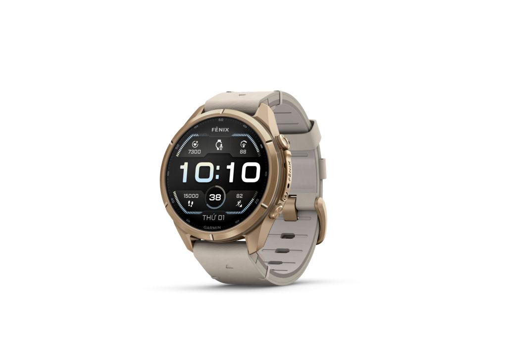 Garmin Fenix 9 Pro Sapphire 43mm viền Titanium dây silicone Màu Kem