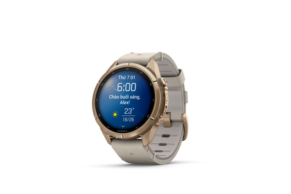 Garmin Fenix 9 Pro Sapphire 43mm viền Titanium dây silicone Màu Kem