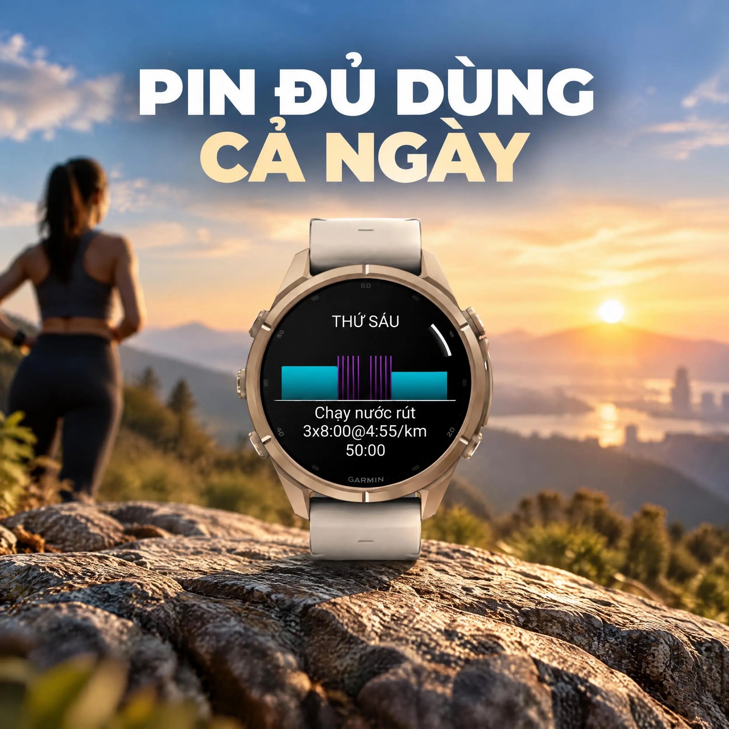 Garmin Fenix 9 Pro Sapphire 43mm viền Titanium dây silicone - DUng lượng Pin