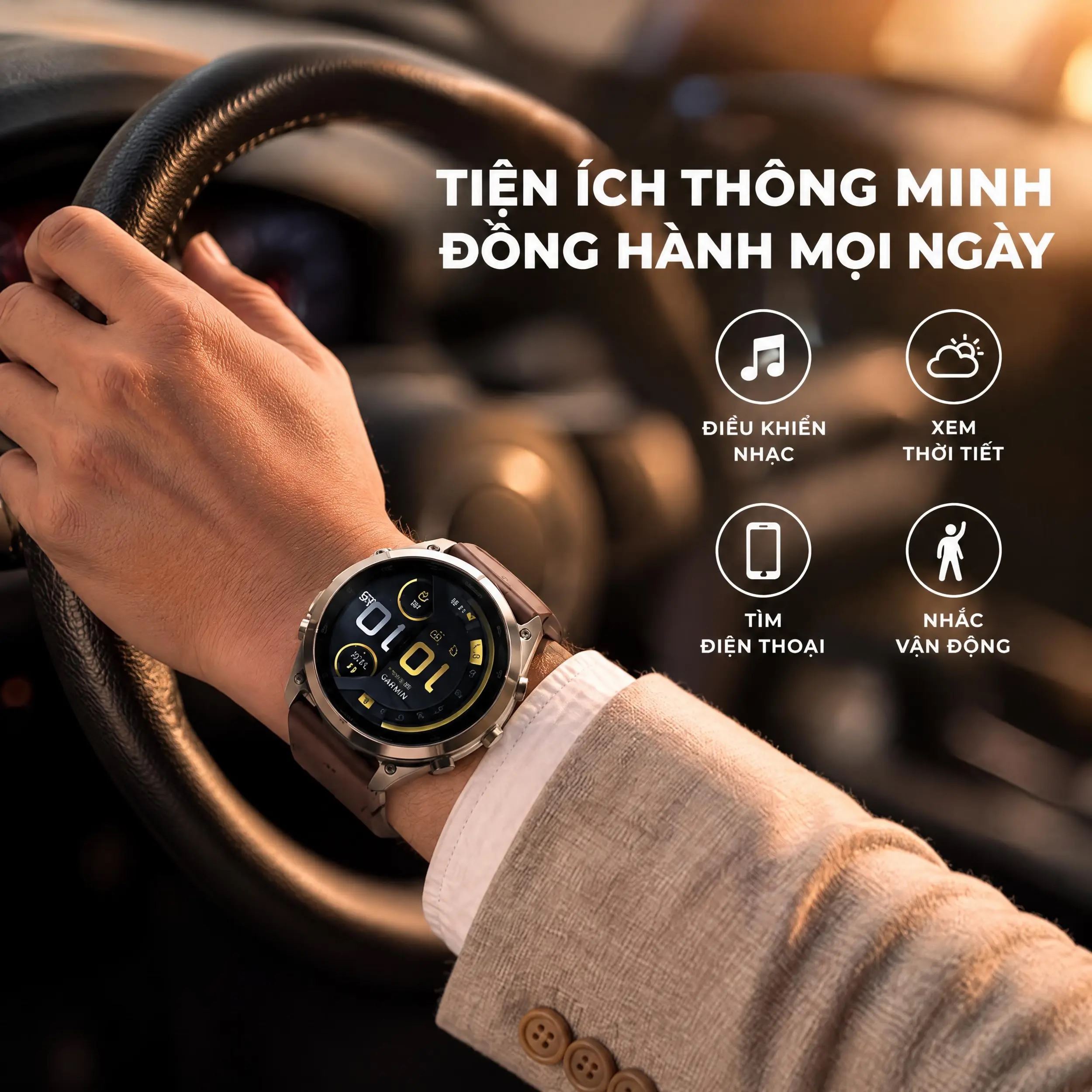 Garmin Fenix 9 Pro Sapphire 43mm viền Titanium dây silicone - nhiều tiện ích