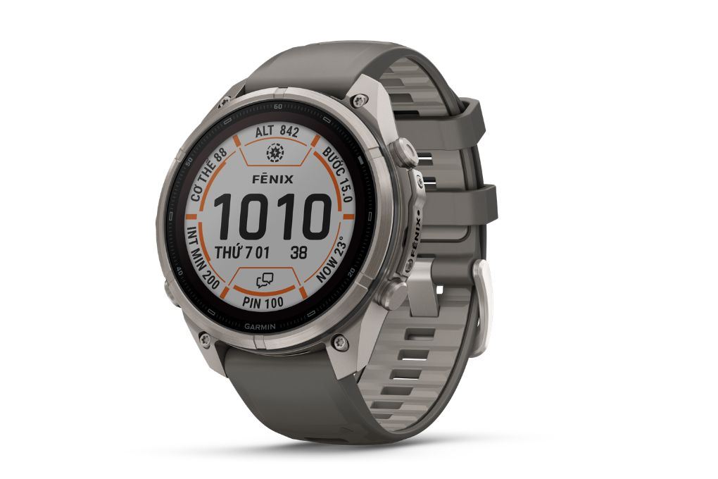 Garmin Fenix 9 Pro Solar Sapphire 47mm viền Titanium dây silicone Màu Xám