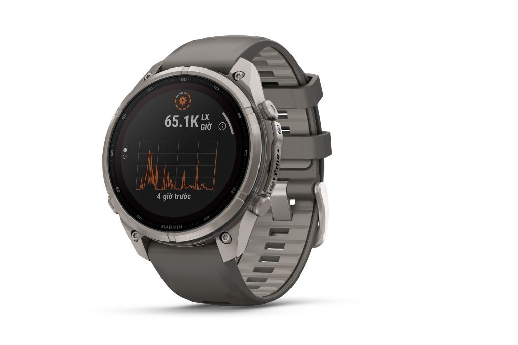 Garmin Fenix 9 Pro Solar Sapphire 47mm viền Titanium dây silicone Màu Xám