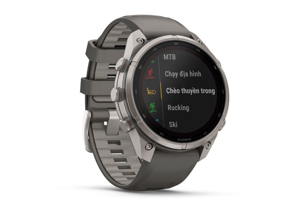 Garmin Fenix 9 Pro Solar Sapphire 47mm viền Titanium dây silicone Màu Xám